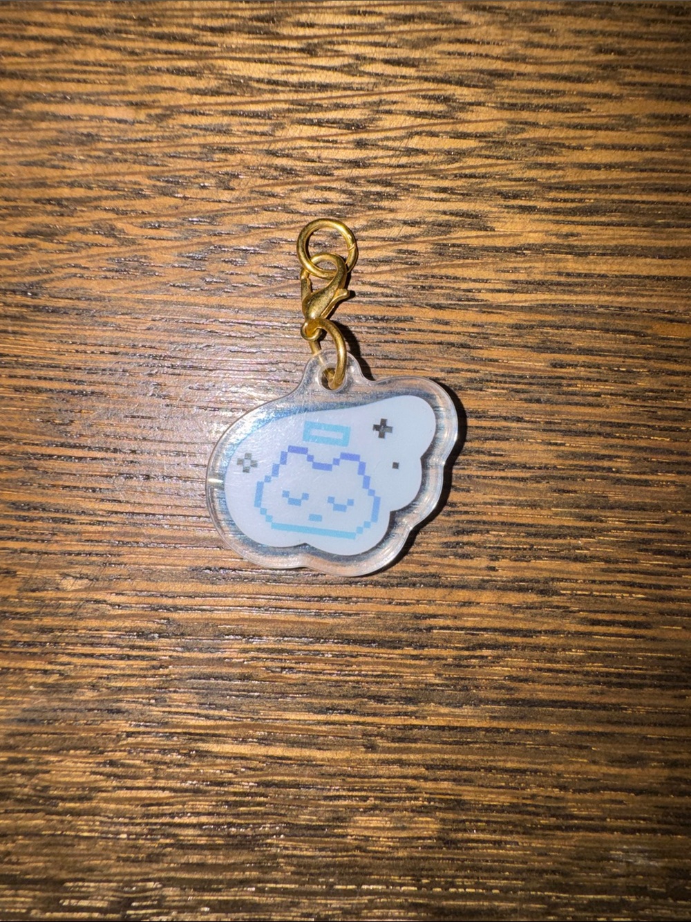 Cute Blue Pixel Cloud Charm Keychain